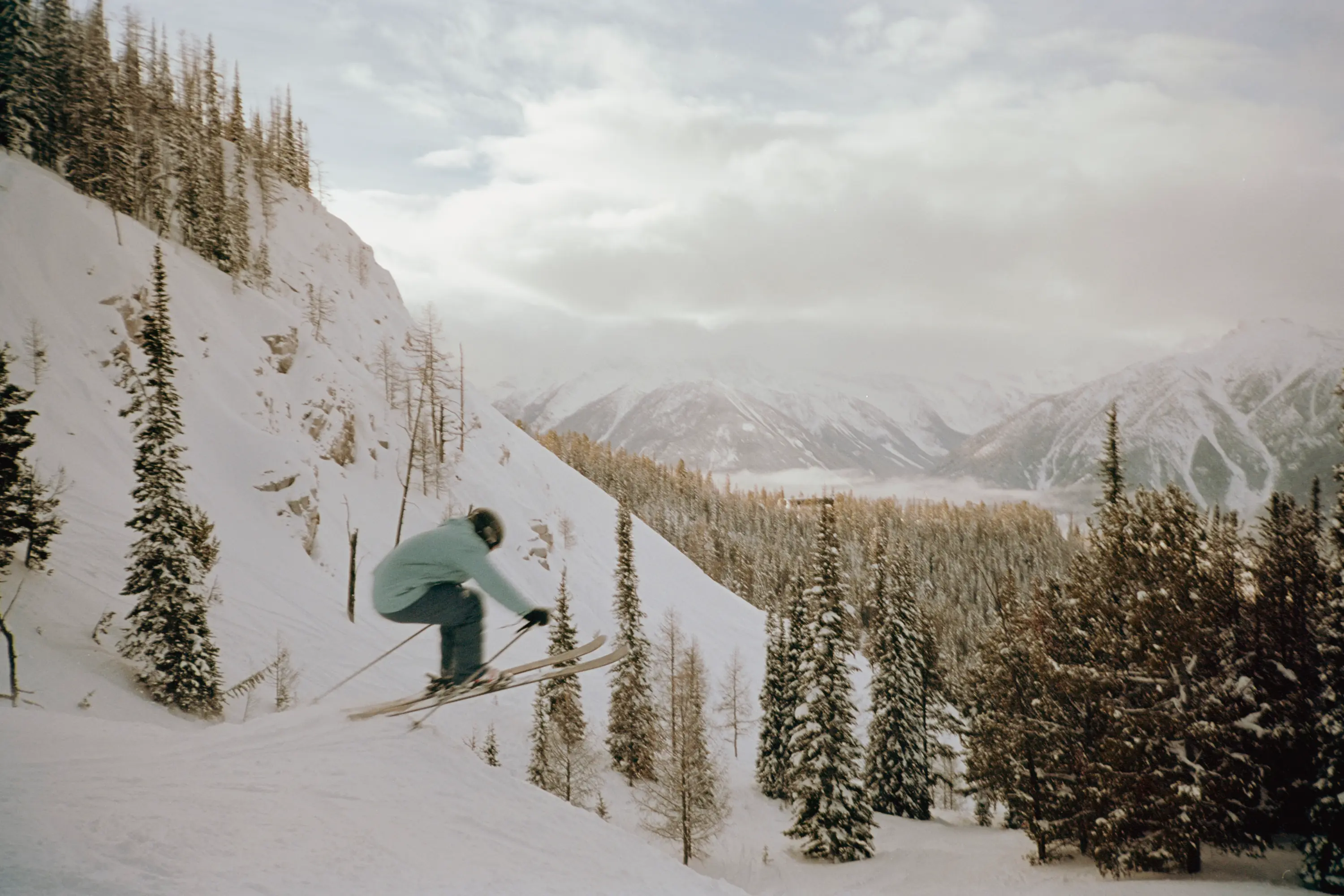 A shot of a Cole doing the little ski jump